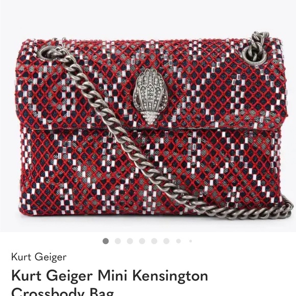Kurt Geiger Red and Silver Mini Kensington Crossbody Bag - Picture 1 of 4